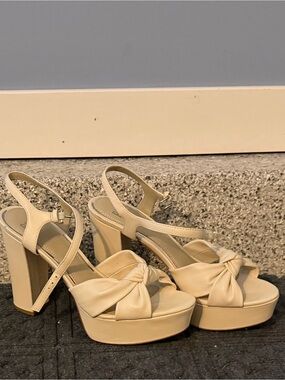 PAIGE Cream Knotted Platform Slingback Sandals
